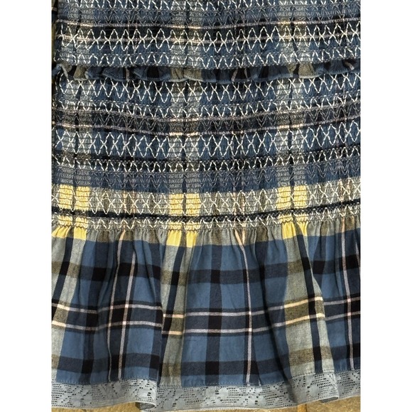 LoveShackFancy Stanley Smocked Plaid Dress Denim Skies Womens Size XS - Picture 6 of 7